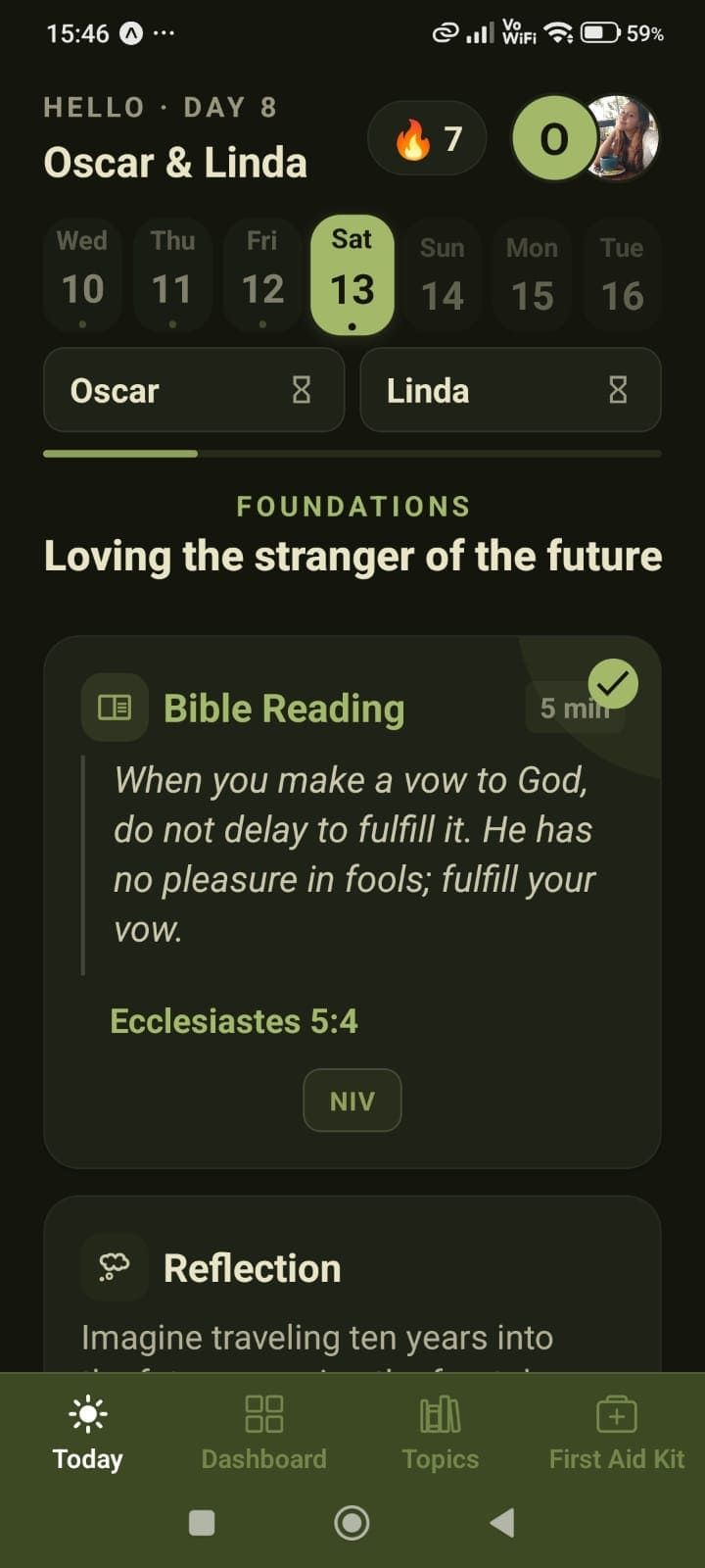 Couples Devotional screen in the app